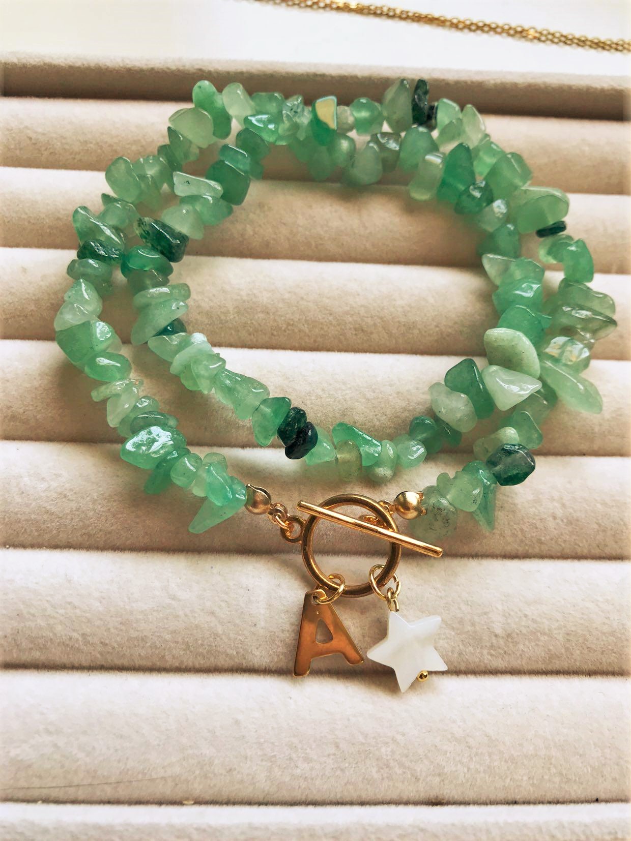 collar jade verde doble