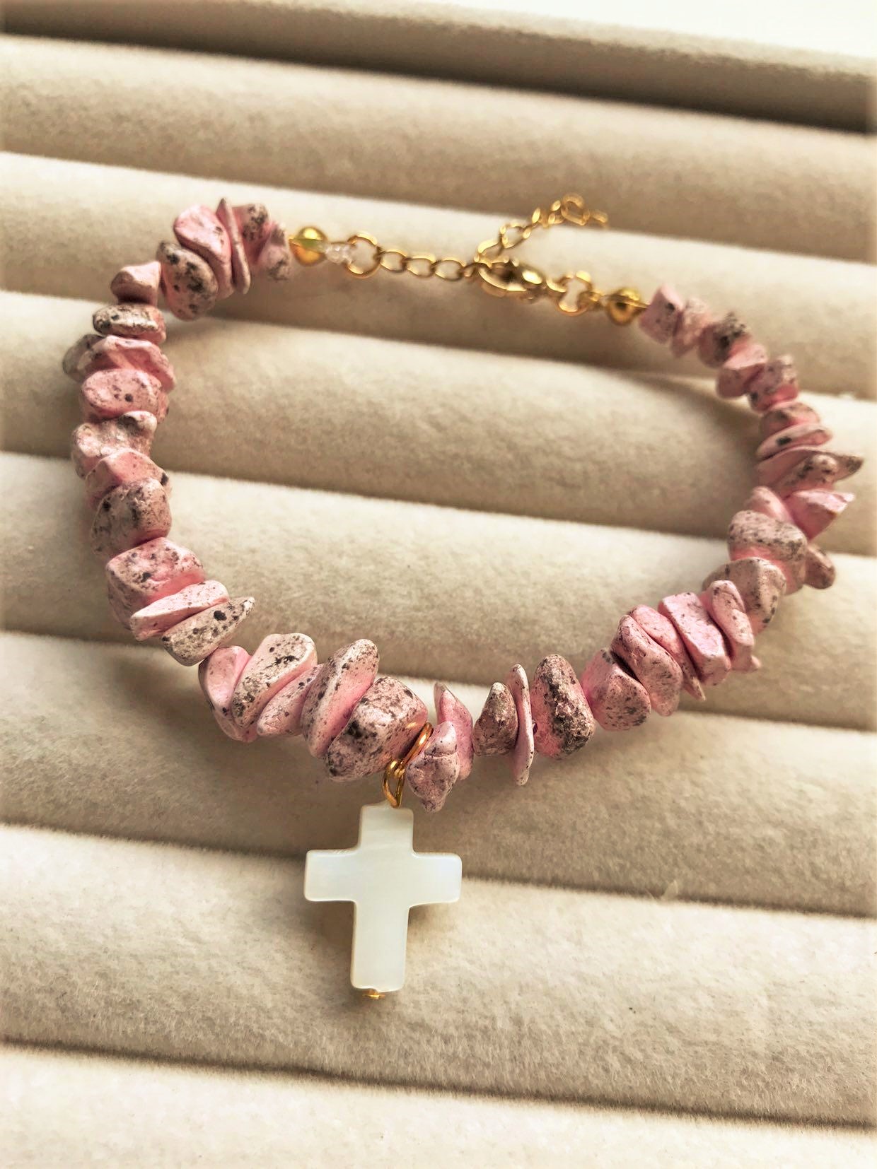 pulsera jaspe rosa