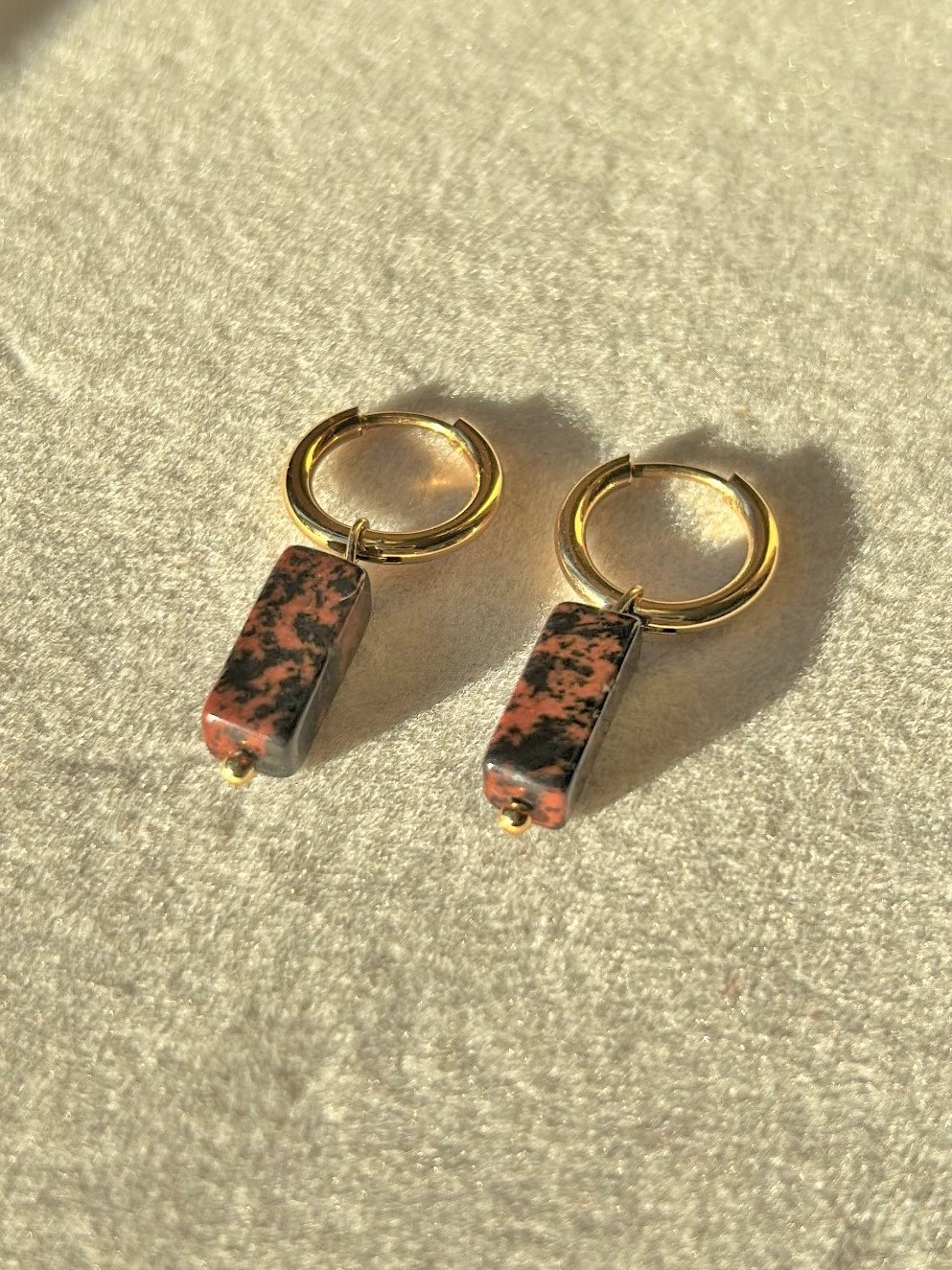 pendientes bisutere obsidiana caoba