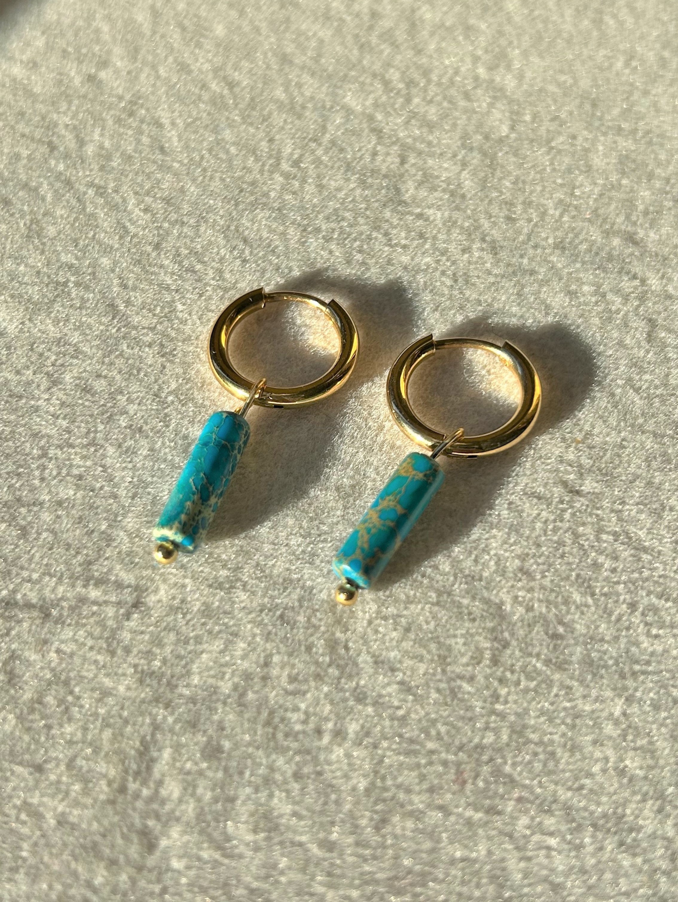 pendientes bisutere imperial azul cilindro