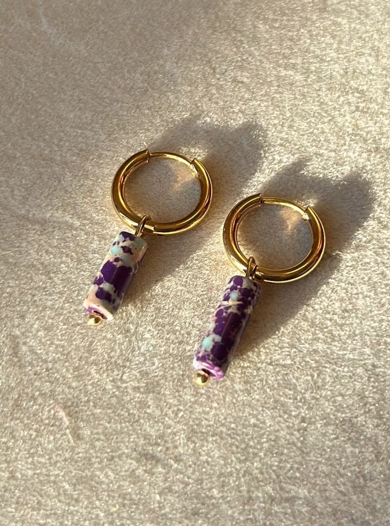 pendientes bisutere imperial turquesa violeta